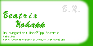 beatrix mohapp business card